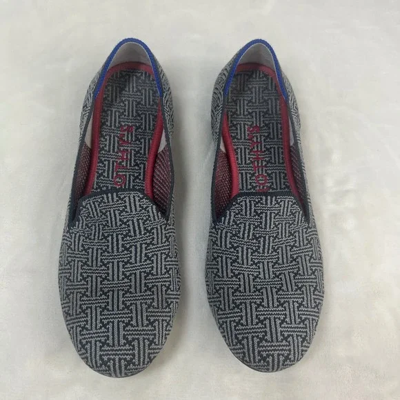 Rothy's The Loafer Women's sz 7 Gray Charcoal Grid Retired Flats